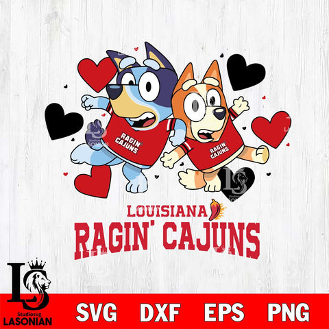 Louisiana Ragin' Cajuns Bluey & Bingo 10 Svg Eps Dxf Png File, NCAA svg, Digital Download, Instant Download