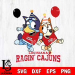Louisiana Ragin' Cajuns Bluey & Bingo 2 Svg Eps Dxf Png File, NCAA svg, Digital Download, Instant Download