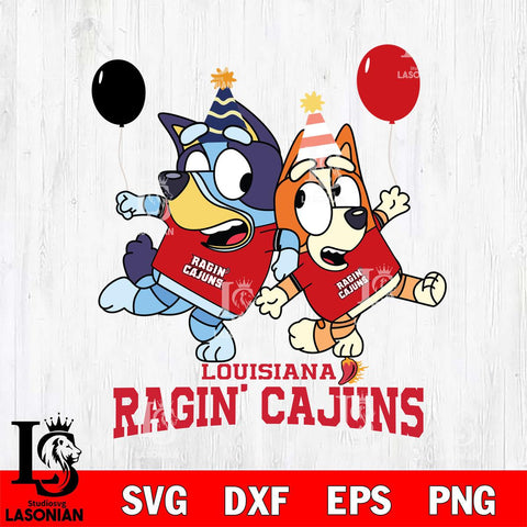 Louisiana Ragin' Cajuns Bluey & Bingo 2 Svg Eps Dxf Png File, NCAA svg, Digital Download, Instant Download