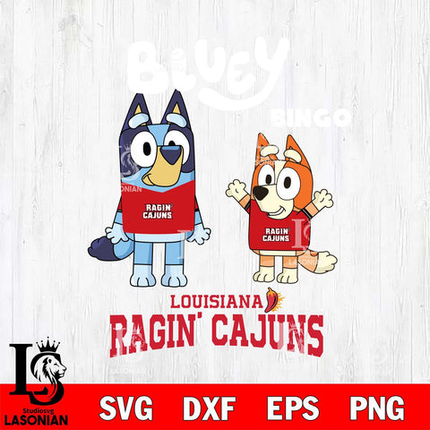Louisiana Ragin' Cajuns Bluey & Bingo 4 Svg Eps Dxf Png File, NCAA svg, Digital Download, Instant Download