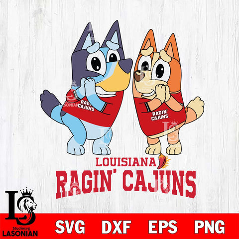 Louisiana Ragin' Cajuns Bluey & Bingo 5 Svg Eps Dxf Png File, NCAA svg, Digital Download, Instant Download