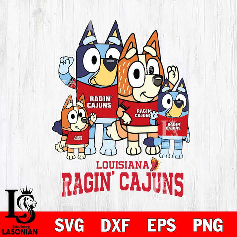 Louisiana Ragin' Cajuns Bluey & Bingo 7 Svg Eps Dxf Png File, NCAA svg, Digital Download, Instant Download