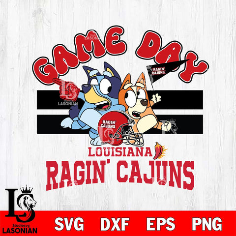 Louisiana Ragin' Cajuns Bluey & Bingo 9 Svg Eps Dxf Png File, NCAA svg, Digital Download, Instant Download
