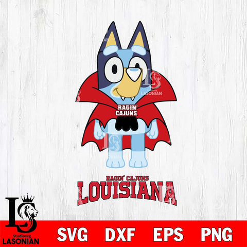 Louisiana Ragin' Cajuns Bluey Dracula Halloween Svg Eps Dxf Png File, Digital Download, Instant Download