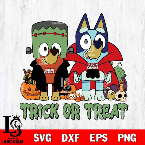 Louisiana Ragin' Cajuns Bluey Halloween Trick or Treat Svg Eps Dxf Png File, Digital Download, Instant Download