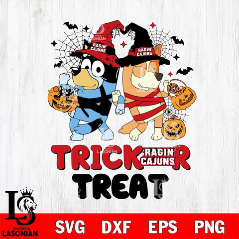 Louisiana Ragin' Cajuns Bluey Trick or Treat Halloween 2 Svg Eps Dxf Png File, Digital Download, Instant Download