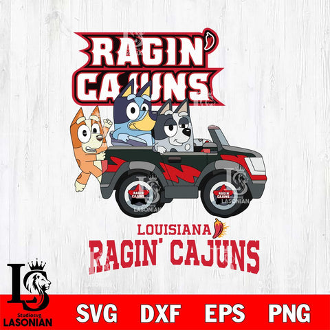 Louisiana Ragin' Cajuns Bluey friends car Svg Eps Dxf Png File, NCAA svg, Digital Download, Instant Download