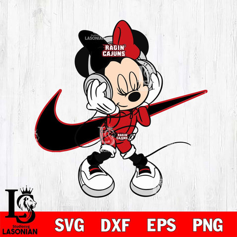 Louisiana Ragin' Cajuns Cute Minnie Mouse Dancing Svg Eps Dxf Png File, NCAA svg, Digital Download, Instant Download