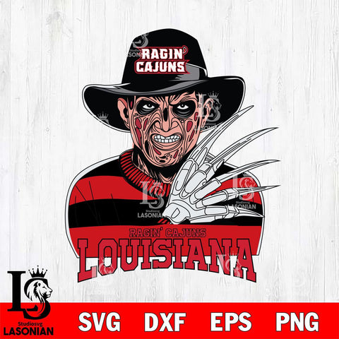 Louisiana Ragin' Cajuns Freddy Krueger Horror Halloween Svg Eps Dxf Png File, NCAA svg, Digital Download, Instant Download