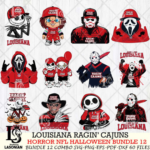 Louisiana Ragin' Cajuns Halloween Bundle 12 SVG Svg Eps Dxf Png File, NCAA bundle svg, Digital Download, Instant Download