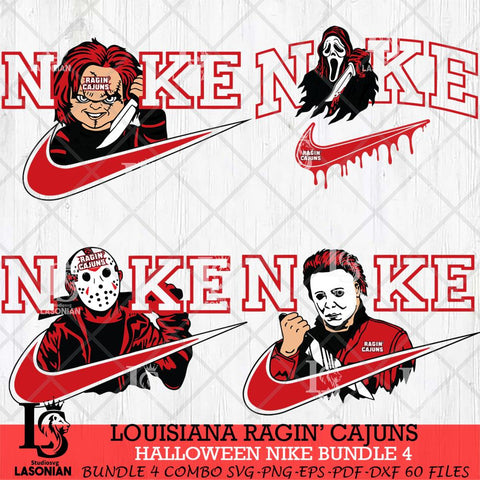 Louisiana Ragin' Cajuns Halloween Nike NCAA Bundle 4 Svg Eps Dxf Png File, Digital Download, Instant Download