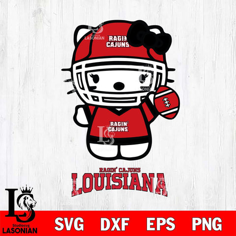 Louisiana Ragin' Cajuns Hello Kitty NCAA 1 Svg Eps Dxf Png File, Digital Download, Instant Download