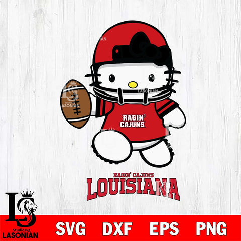 Louisiana Ragin' Cajuns Hello Kitty NCAA 4 Svg Eps Dxf Png File, Digital Download, Instant Download