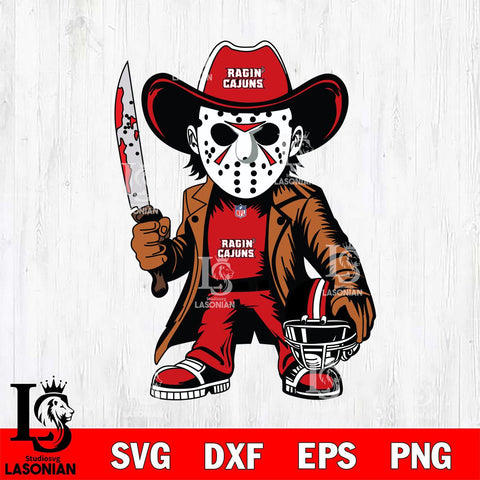 Louisiana Ragin' Cajuns Jason Voorhees Horror Svg Eps Dxf Png File, NCAA svg, Digital Download, Instant Download