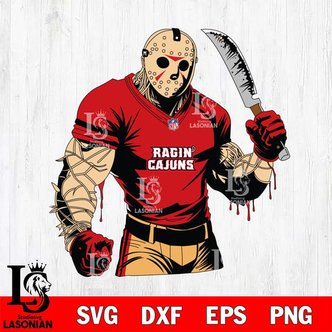 Louisiana Ragin' Cajuns Jason Voorhees Horror 8 Svg Eps Dxf Png File, NCAA svg, Digital Download, Instant Download