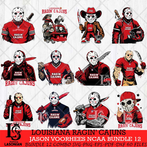 Louisiana Ragin' Cajuns Jason Voorhees Horror Bundle 12 SVG Eps Dxf Png File, bundle NCAA svg, Digital Download, Instant Download