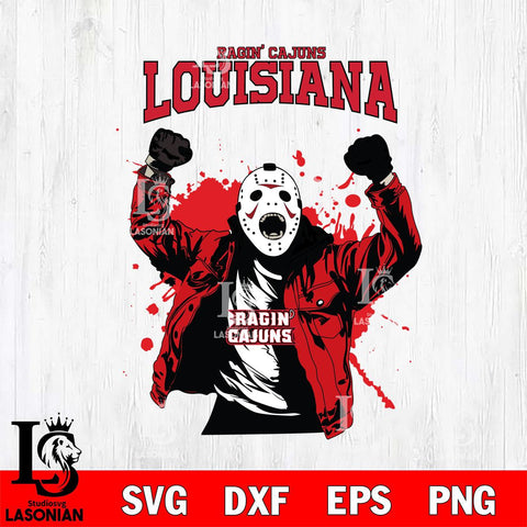 Louisiana Ragin' Cajuns Jason Voorhees Horror Halloween 3 Svg Eps Dxf Png File, NCAA svg, Digital Download, Instant Download