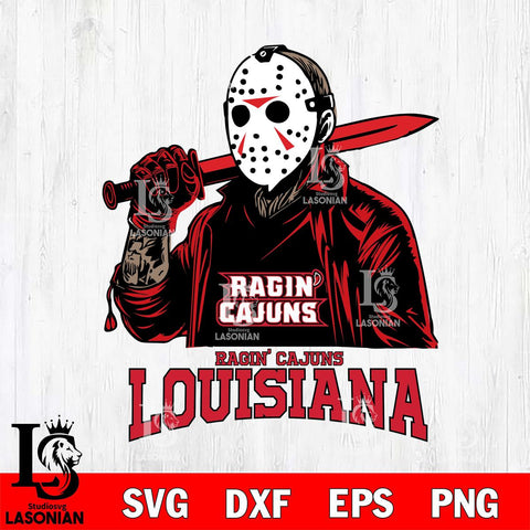 Louisiana Ragin' Cajuns Jason Voorhees Horror Halloween Svg Eps Dxf Png File, NCAA svg, Digital Download, Instant Download