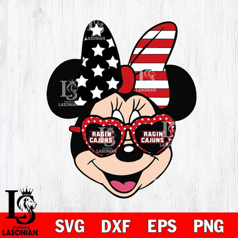 Louisiana Ragin' Cajuns Minnie Mouse Love Svg Eps Dxf Png File, NCAA svg, Digital Download, Instant Download