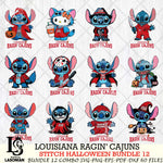 Louisiana Ragin' Cajuns Stitch Horror Bundle 12 SVG Svg Eps Dxf Png File, NCAA svg, Digital Download, Instant Download