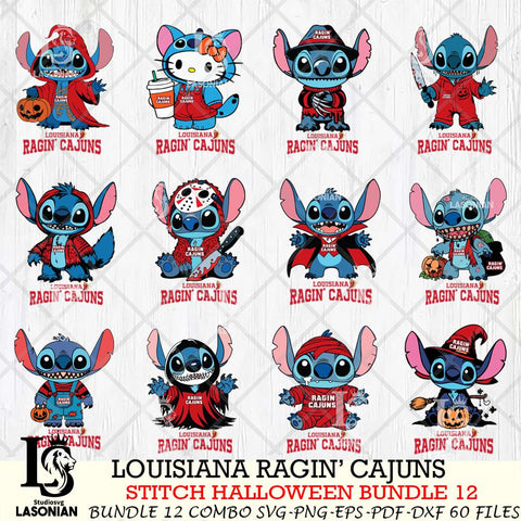 Louisiana Ragin' Cajuns Stitch Horror Bundle 12 SVG Svg Eps Dxf Png File, NCAA svg, Digital Download, Instant Download
