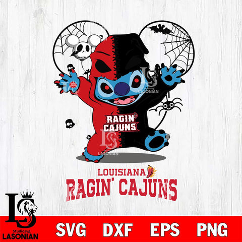 Louisiana Ragin' Cajuns Stitch Horror Halloween 2 Svg Eps Dxf Png File, Digital Download, Instant Download
