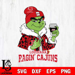 Louisiana Ragin' Cajuns Boujee Grinch Leopard Christmas Cut Files Cricut, Svg Dxf Eps Png file, Digital download , Silhouette
