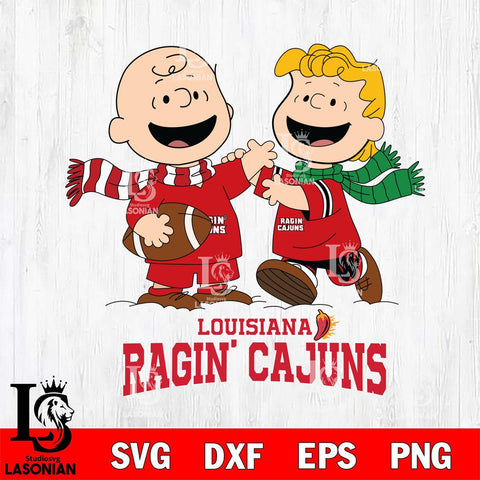 Louisiana Ragin' Cajuns Charlie Brown & Linus Football Cricut,Christmas SVG DXF EPS PNG FILE, NCAA Digital Download,Instant Download, Silhouette