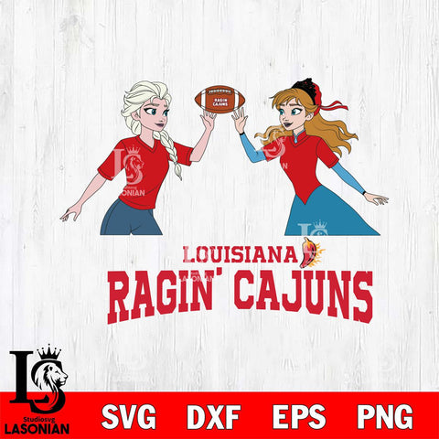 Louisiana Ragin' Cajuns Elsa & Anna Football Cricut,Christmas SVG DXF EPS PNG FILE, NCAA Digital Download,Instant Download, Silhouette