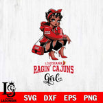Louisiana Ragin' Cajuns Fashion Black Fan Girl Betty Boop, Svg Eps Dxf Png File, Digital Download