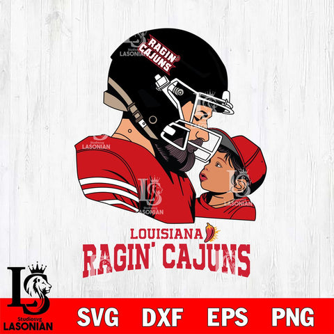 Louisiana Ragin' Cajuns Father And Child Rugby SVG DXF EPS PNG FILE,NCAA SVG, Father day Digital Download,Instant Download, Silhouette