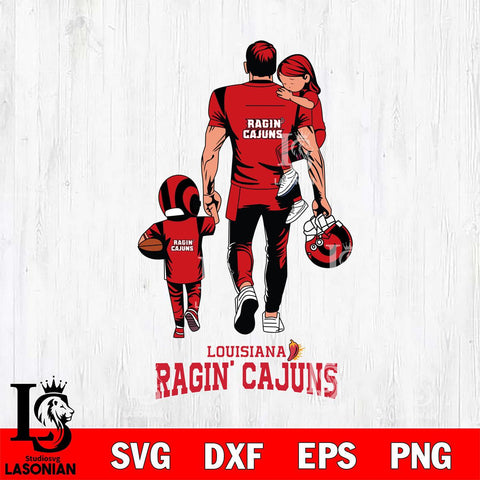 Louisiana Ragin' Cajuns Father And Son Football SVG DXF EPS PNG FILE,NCAA SVG, Father day Digital Download,Instant Download, Silhouette