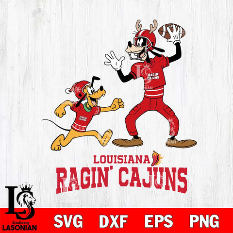 Louisiana Ragin' Cajuns Goofy & Pluto Football Cricut,Christmas SVG DXF EPS PNG FILE, NCAA Digital Download,Instant Download, Silhouette