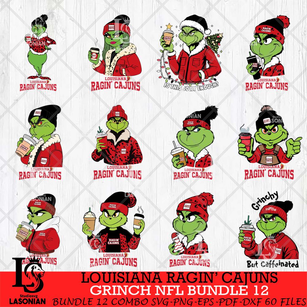 Louisiana Ragin' Cajuns Grinch NFL Bundle 12 SVG – lasoniansvg