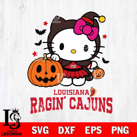 Louisiana Ragin' Cajuns Hello Kitty Horror 1 Svg Eps Dxf Png File, Digital Download