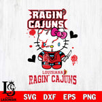 Louisiana Ragin' Cajuns Hello Kitty Horror 2 Svg Eps Dxf Png File, Digital Download