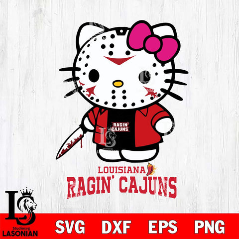 Louisiana Ragin' Cajuns Hello Kitty Horror 3 Svg Eps Dxf Png File, Digital Download