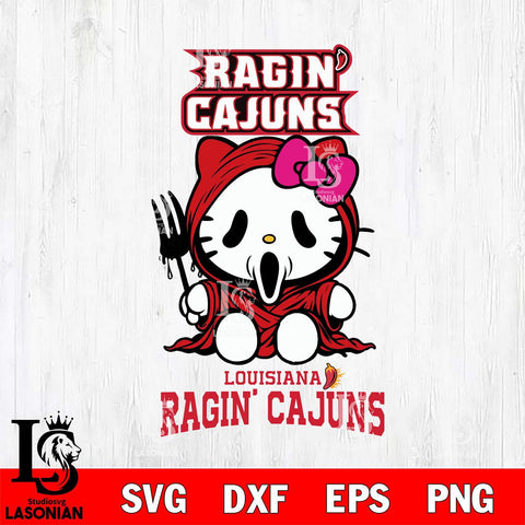 Louisiana Ragin' Cajuns Hello Kitty Horror 4 Svg Eps Dxf Png File, Digital Download