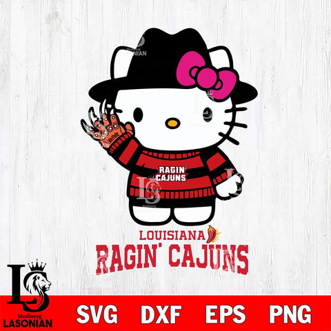 Louisiana Ragin' Cajuns Hello Kitty Horror 6 Svg Eps Dxf Png File, Digital Download