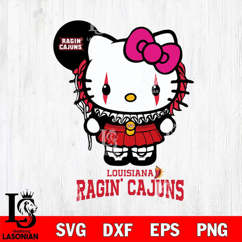 Louisiana Ragin' Cajuns Hello Kitty Horror 7 Svg Eps Dxf Png File, Digital Download
