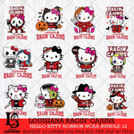 Louisiana Ragin' Cajuns Hello Kitty Horror NCAA Bundle 12 SVG Svg Eps Dxf Png File, Digital Download