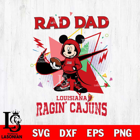 Louisiana Ragin' Cajuns Mickey Wearing Hoodie Rad Dad SVG DXF EPS PNG FILE, NCAA File Cut,Digital Download,Instant Download