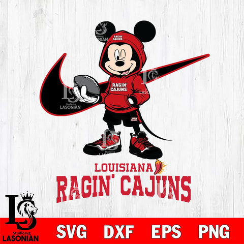 Louisiana Ragin' Cajuns Mikey Mouse Disney NIKE, Svg Eps Dxf Png File, Digital Download