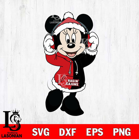 Louisiana Ragin' Cajuns Minnie Mouse Disney Football Christmas File Cut, NCAA SVG DXF EPS PNG FILE, Digital Download , Criucut , Silhouette