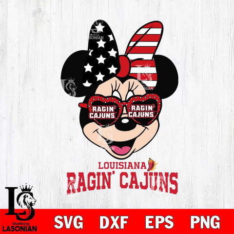 Louisiana Ragin' Cajuns Minnie Mouse Love 2, Svg Eps Dxf Png File, Digital Download