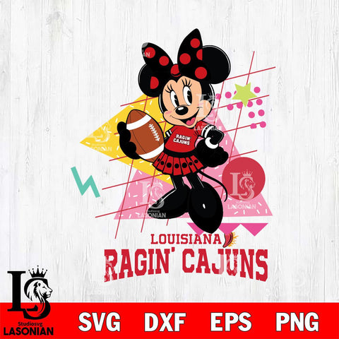 Louisiana Ragin' Cajuns Minnie Mouse Sport SVG DXF EPS PNG FILE, NCAA File Cut,Digital Download,Instant Download