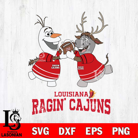 Louisiana Ragin' Cajuns Olaf & Sven Football Cricut,Christmas SVG DXF EPS PNG FILE, NCAA Digital Download,Instant Download, Silhouette
