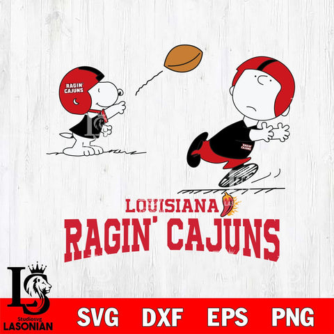 Louisiana Ragin' Cajuns Peanuts play football SVG DXF EPS PNG FILE,Snoopy File Cut, NCAA Digital Download,Instant Download,Christmas Silhouette