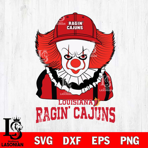Louisiana Ragin' Cajuns Pennywise Horror Sport 10 Svg Eps Dxf Png File, Digital Download