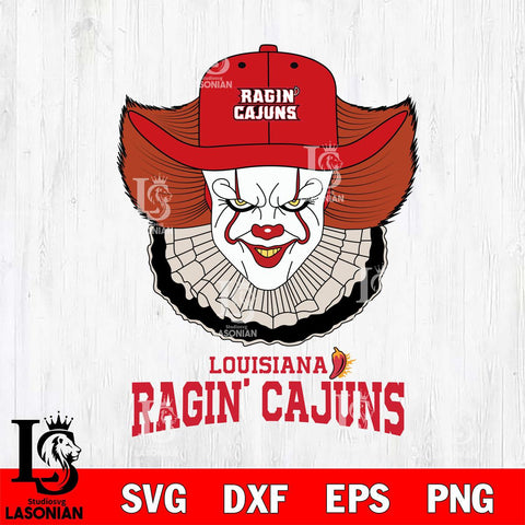 Louisiana Ragin' Cajuns Pennywise Horror Sport 12 Svg Eps Dxf Png File, Digital Download